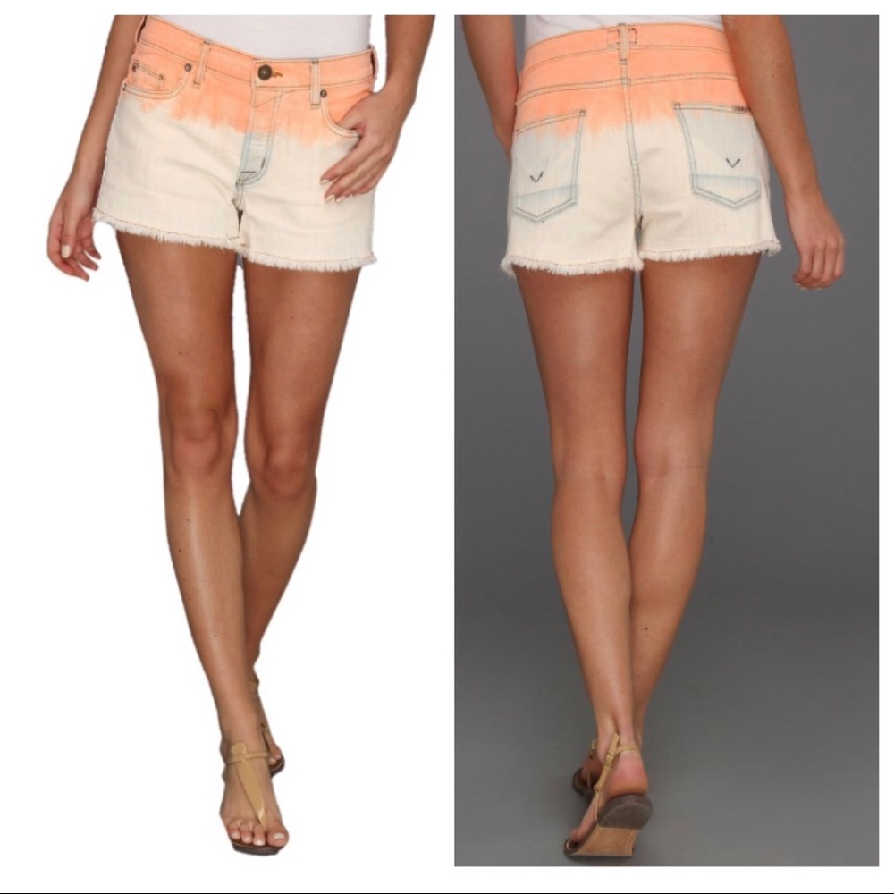 Hudson Moss Midrise Raw Hem Tyedye Denim Shorts 25